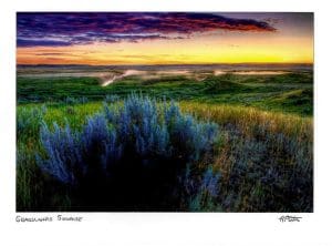 Grasslands Sagebrush Sunrise Notecard By Robert Postma