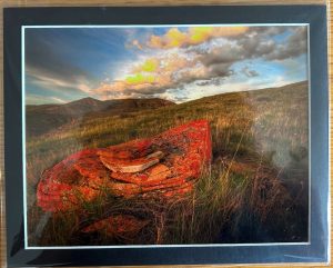Big Red Rock Against Cloudy Sky Matted Print - Robert Postma