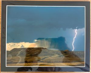Lightning Strike Against Dark Sky Matted Print - Robert Postma